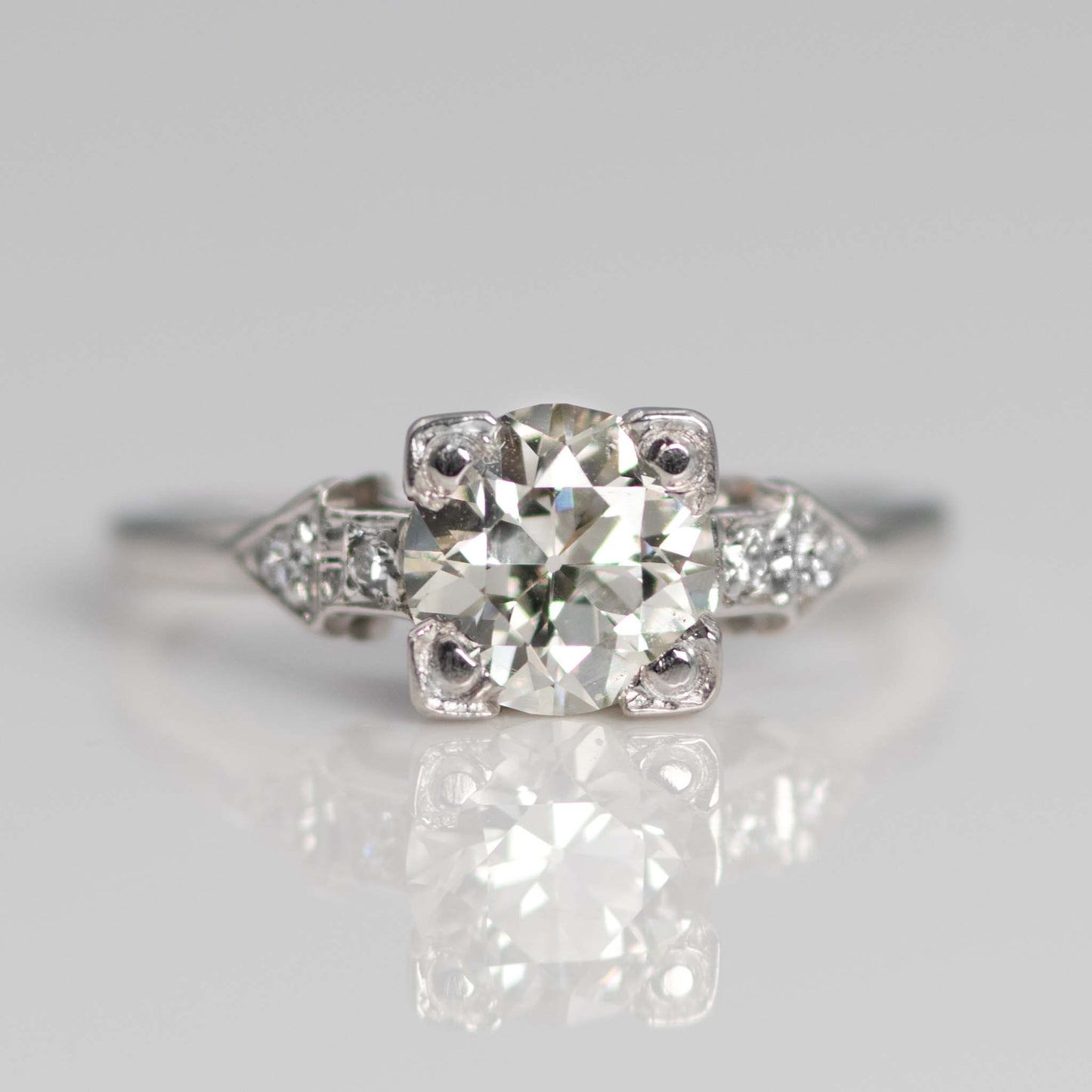 Art Deco 18ct White Gold 1.10 Carat Diamond Solitaire Ring - Friar House