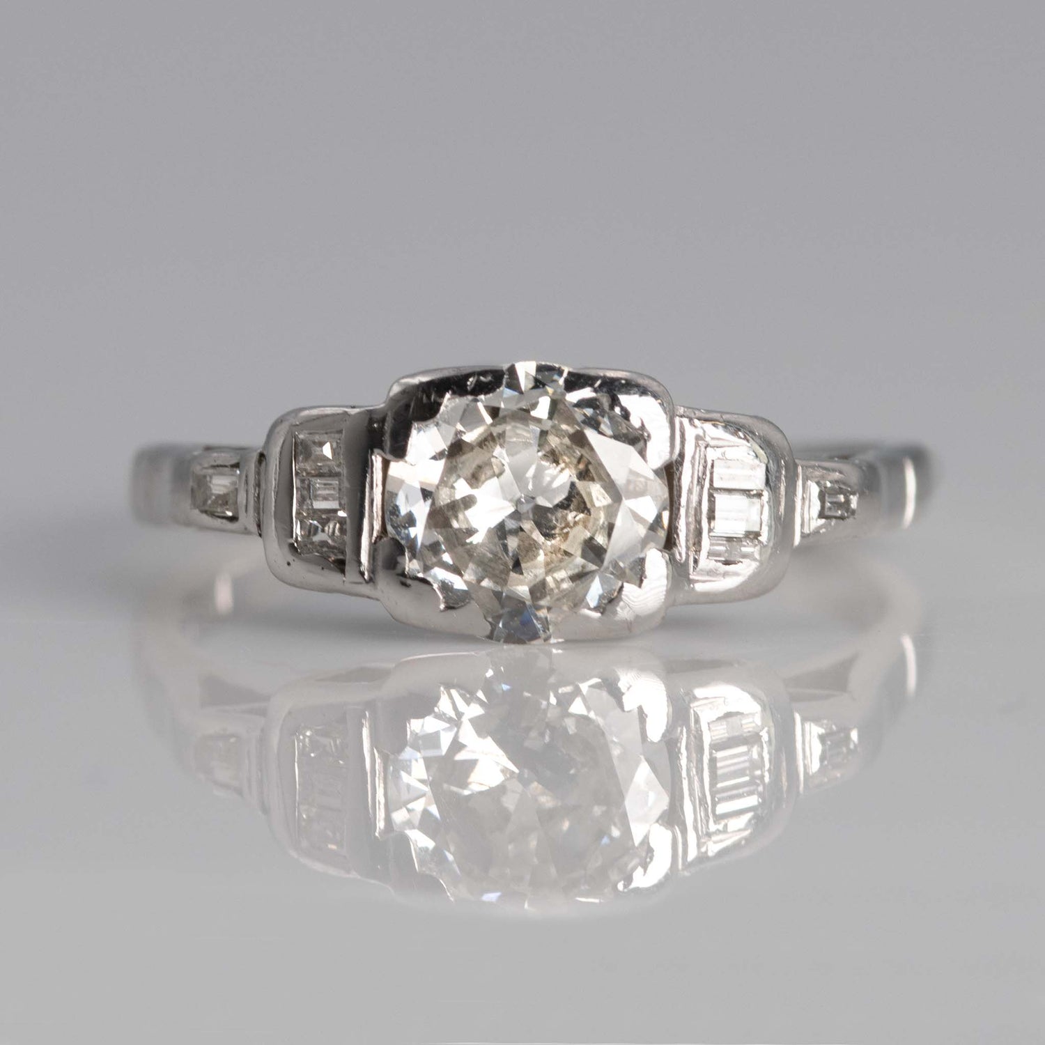 Art Deco Diamond Solitaire Engagement Ring