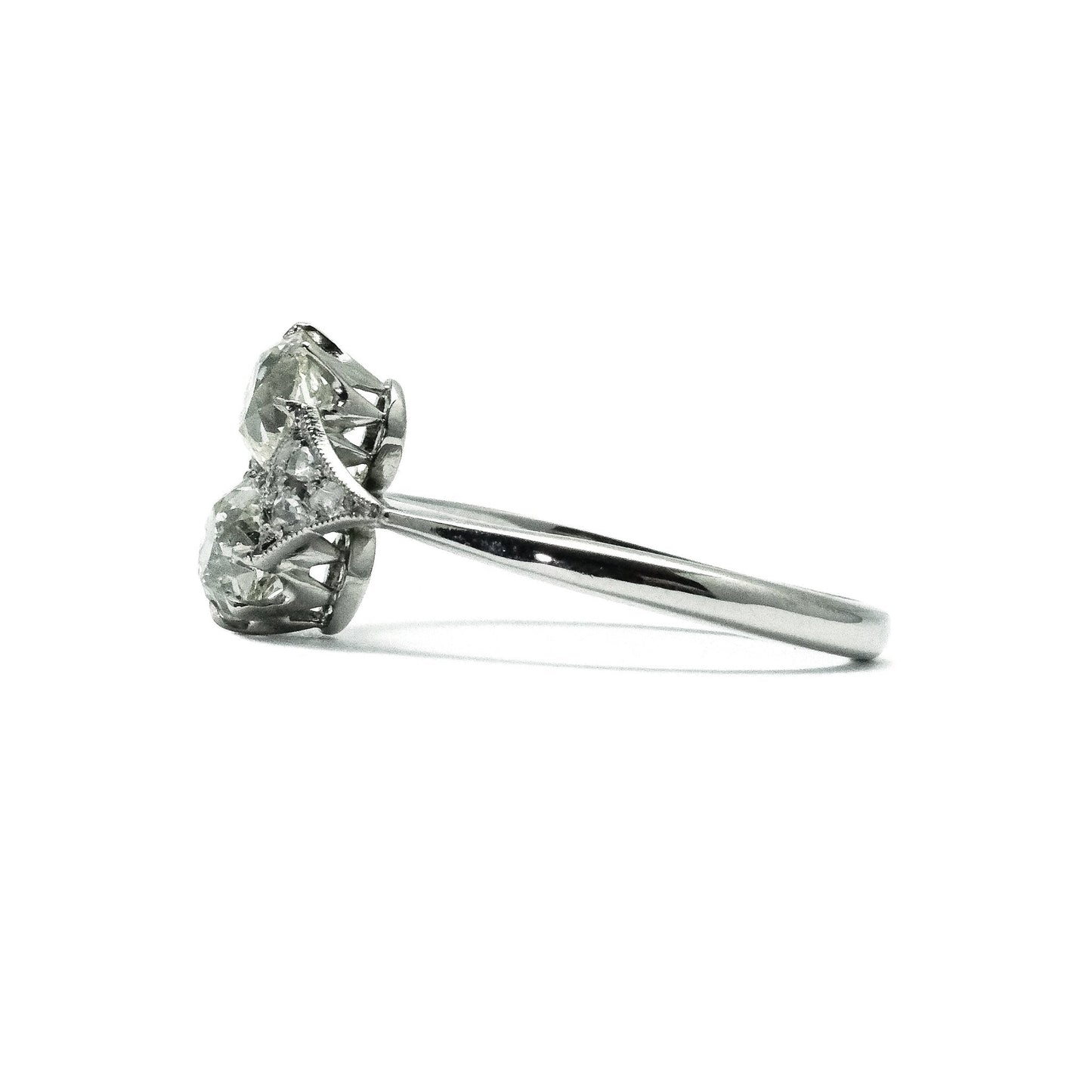 Art Deco 18ct White Gold 1.2 Carat Diamond Two Stone Ring - Friar House