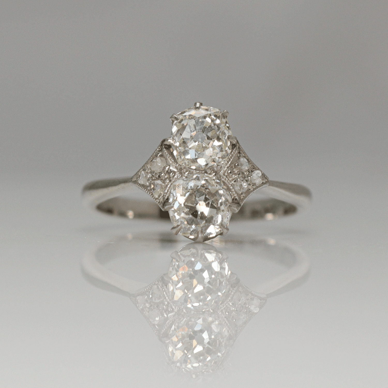 Art Deco Two Stone Engagement Ring