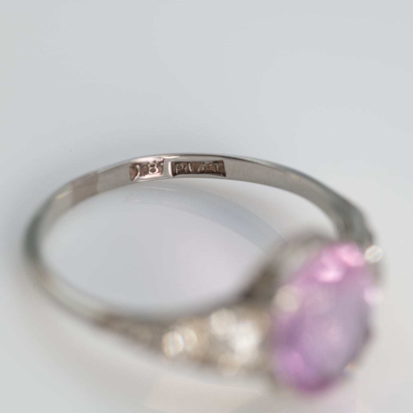 Art Deco 18ct White Gold 1.75 Carat Pink Topaz and Diamond Ring - Friar House