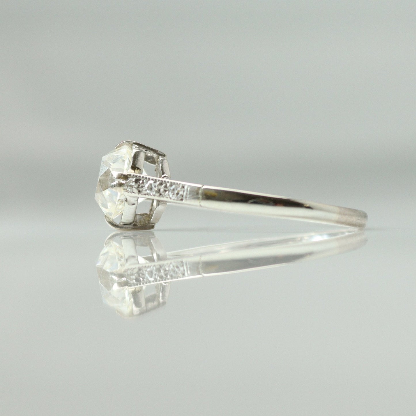 Art Deco 18ct White Gold 2.03 Carat Diamond Solitaire Ring - Friar House