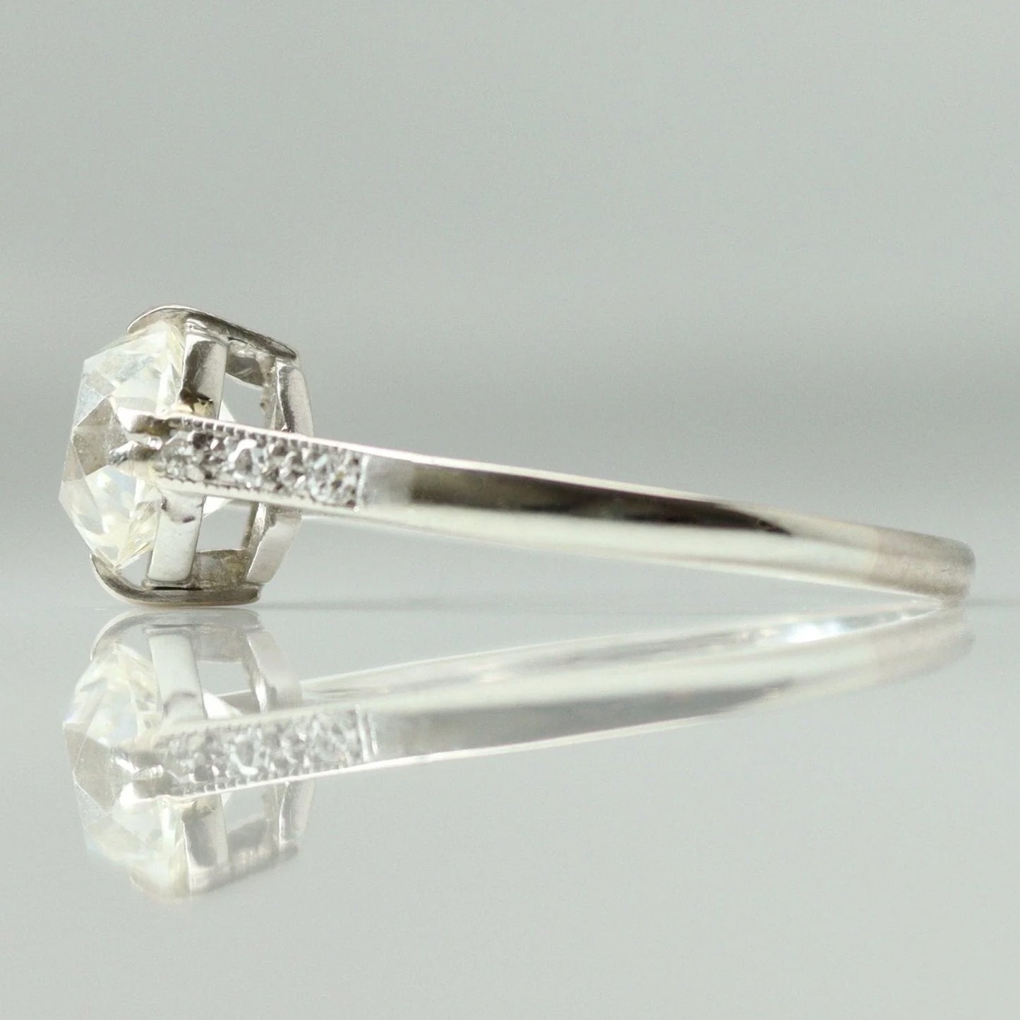 Art Deco 18ct White Gold 2.03 Carat Diamond Solitaire Ring - Friar House