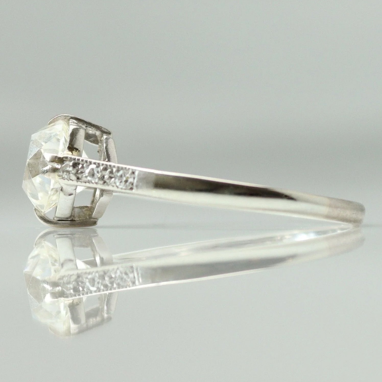 Art Deco 18ct White Gold 2.03 Carat Diamond Solitaire Ring - Friar House