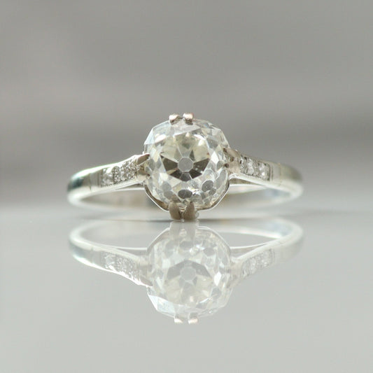 Art Deco 18ct White Gold 2.03 Carat Diamond Solitaire Ring - Friar House