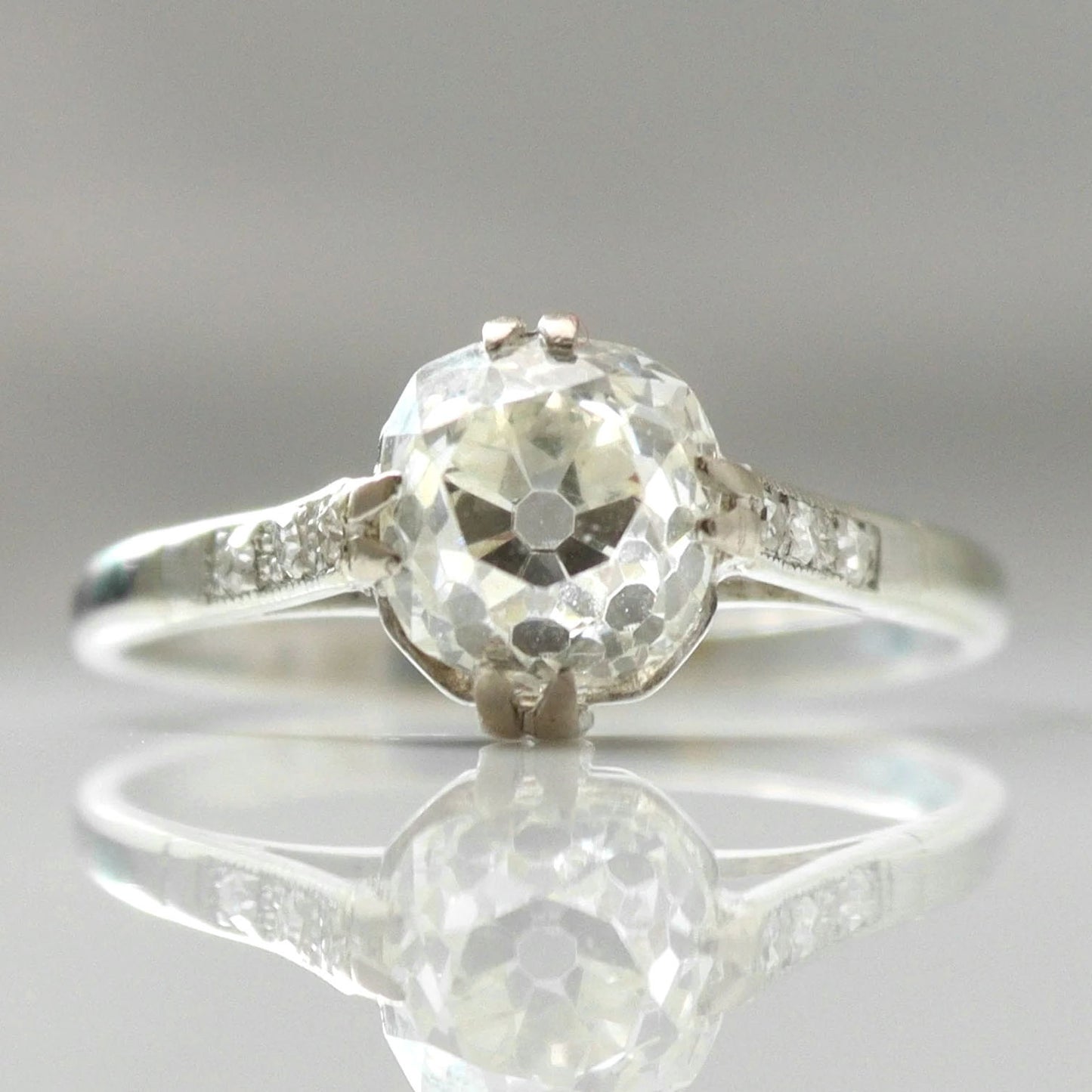 Art Deco 18ct White Gold 2.03 Carat Diamond Solitaire Ring - Friar House