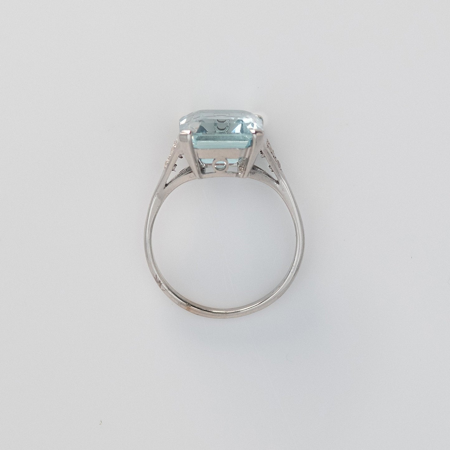 Art Deco 18ct White Gold 5 Carat Aquamarine and Diamond Ring - Friar House