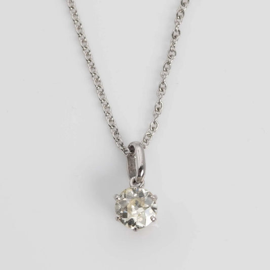 Art Deco 18ct White Gold .92 carat Diamond Pendant with Platinum Chain - Friar House