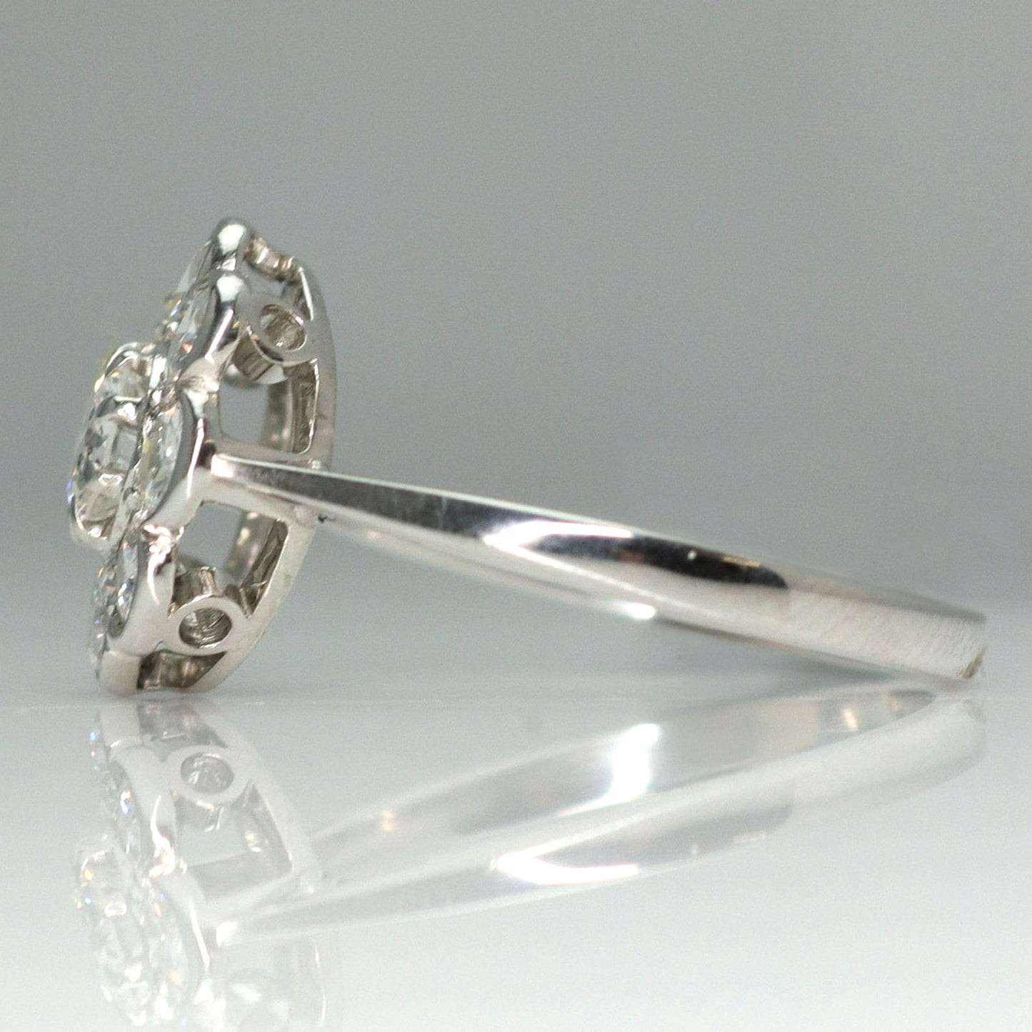 Art Deco 18ct White Gold Diamond Cluster Ring - Friar House