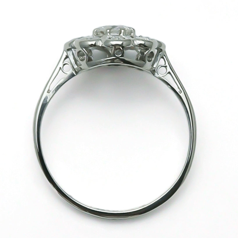 Art Deco 18ct White Gold Diamond Cluster Ring - Friar House