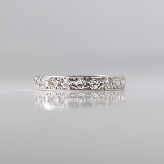 Art Deco 18ct White Gold Diamond Eternity Ring Size L1/2 - Friar House