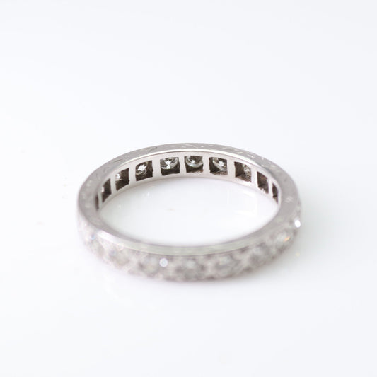 Art Deco 18ct White Gold Diamond Eternity Ring Size L1/2 - Friar House