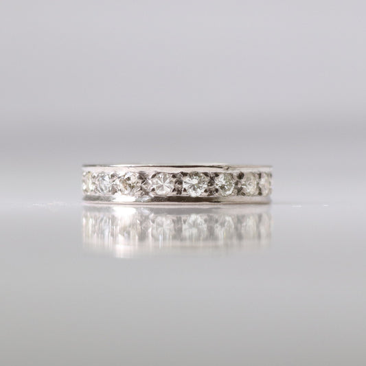 Art Deco 18ct White Gold Diamond Eternity Ring Size M 1/2 - Friar House