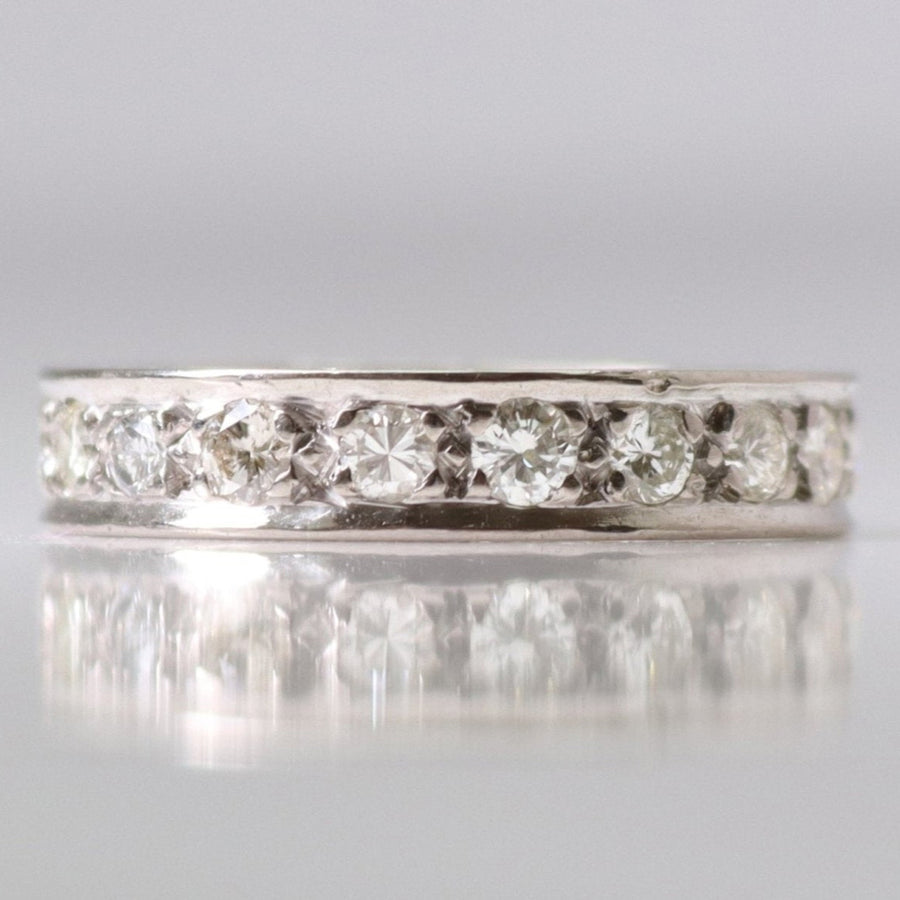 Art Deco 18ct White Gold Diamond Eternity Ring Size M 1/2 - Friar House