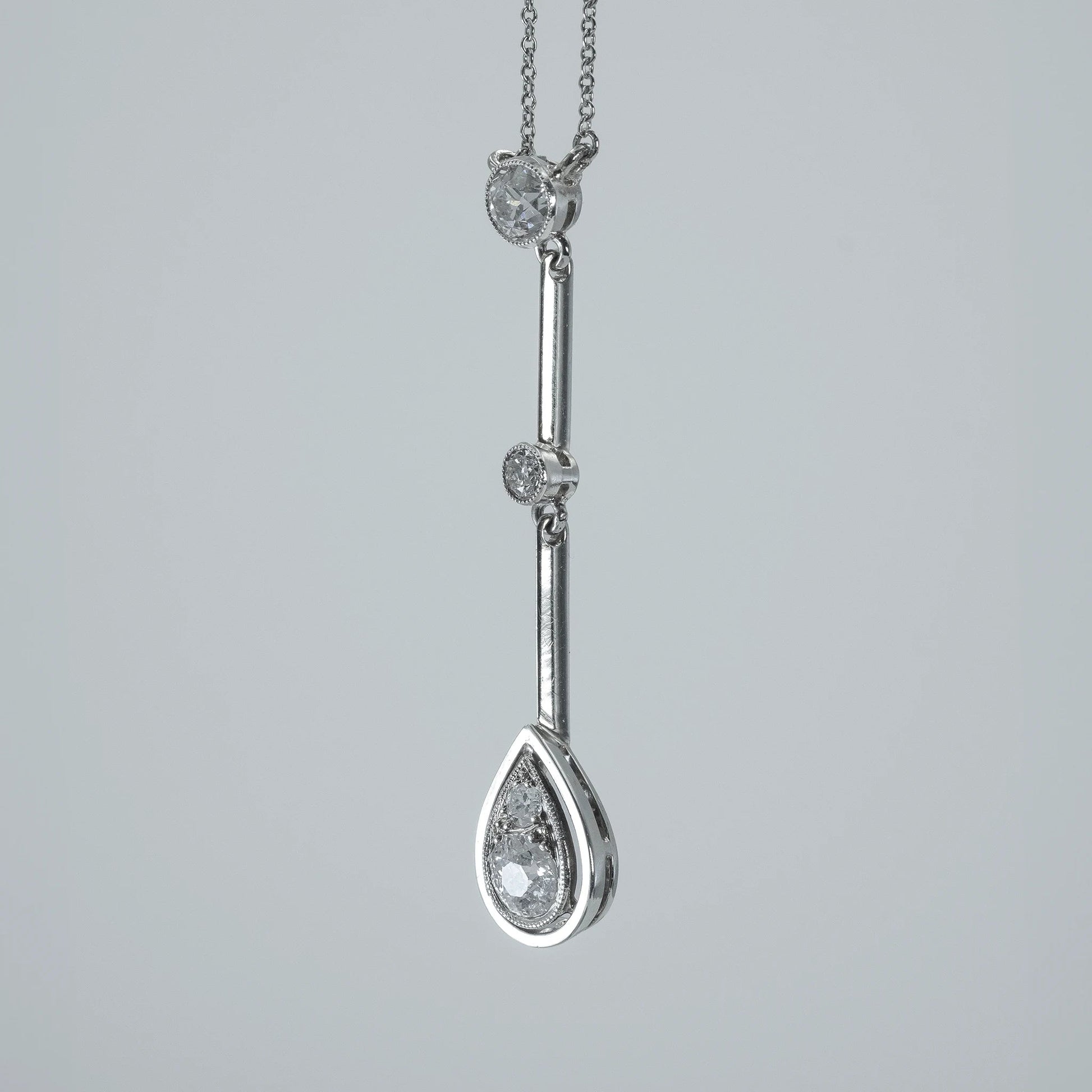 Art Deco 18ct White Gold Diamond Pendant - Friar House