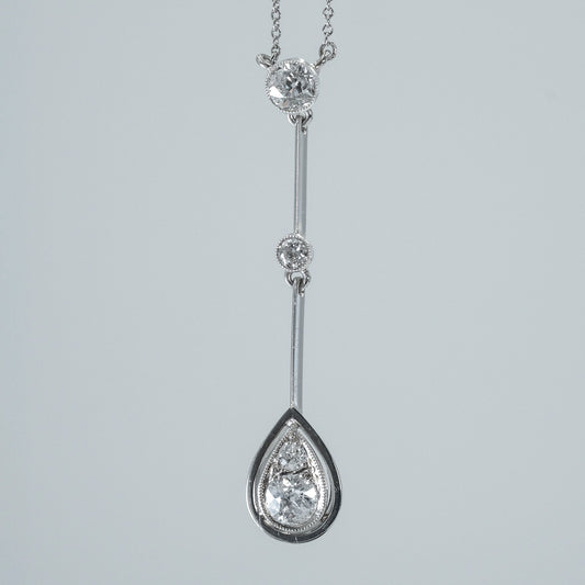 Art Deco 18ct White Gold Diamond Pendant - Friar House