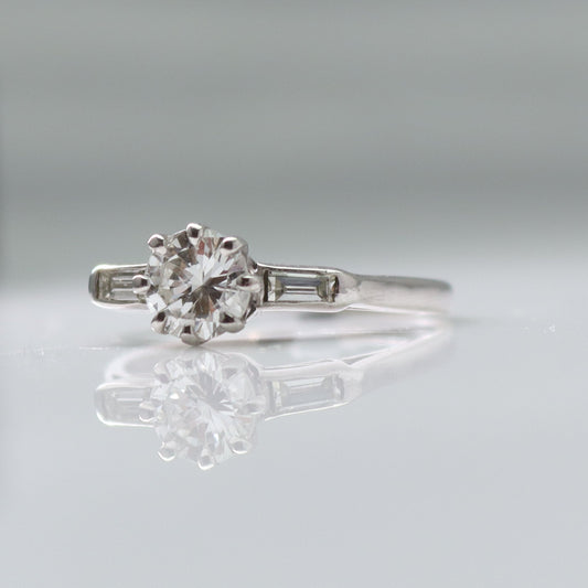 Art Deco 18ct White Gold Diamond Solitaire Ring - Friar House