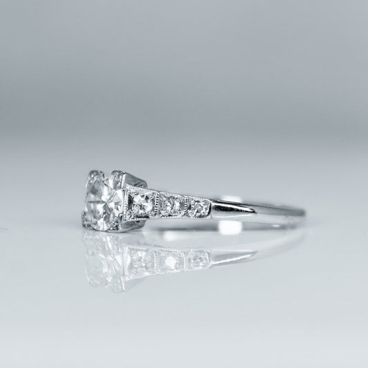 Art Deco 18ct White Gold Diamond Solitaire Ring - Friar House