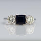 Art Deco 18ct White Gold Sapphire and Diamond Three Stone Ring - Friar House