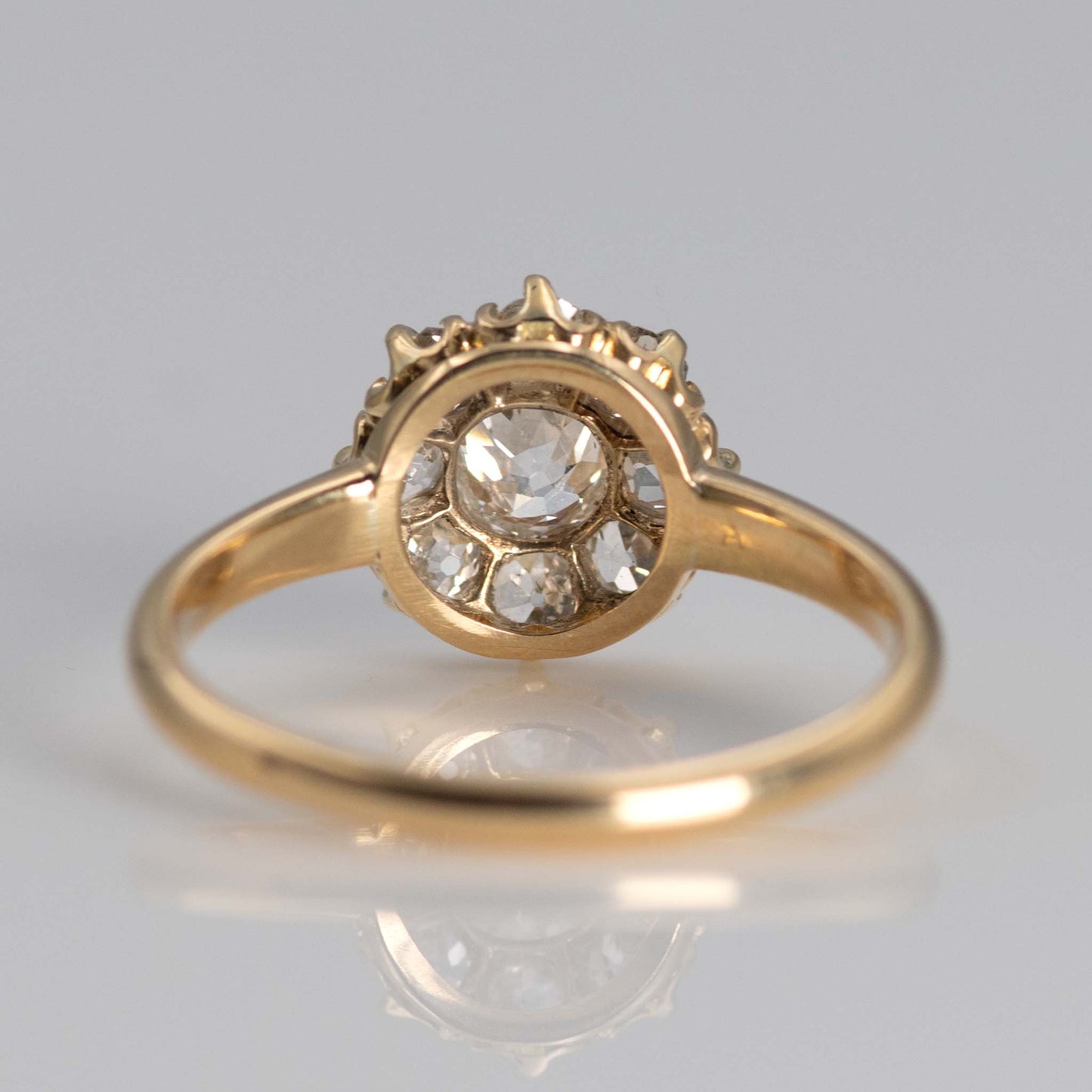 Art Deco 18ct Yellow Gold 1 Carat Diamond Cluster Ring - Friar House