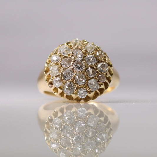 Art Deco 18ct Yellow Gold 1.25 Carat Diamond Pave Ring - Friar House