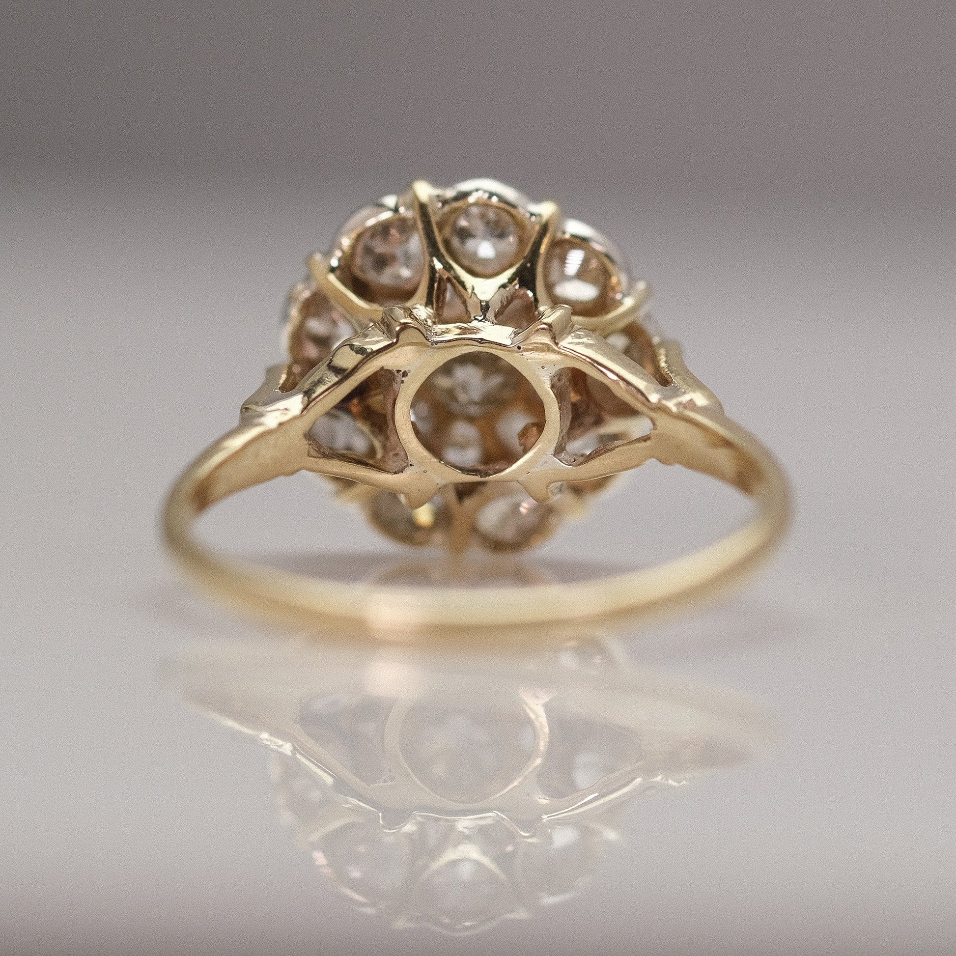 Art Deco 18ct Yellow Gold 1.30 Carat Diamond Cluster Ring - Friar House