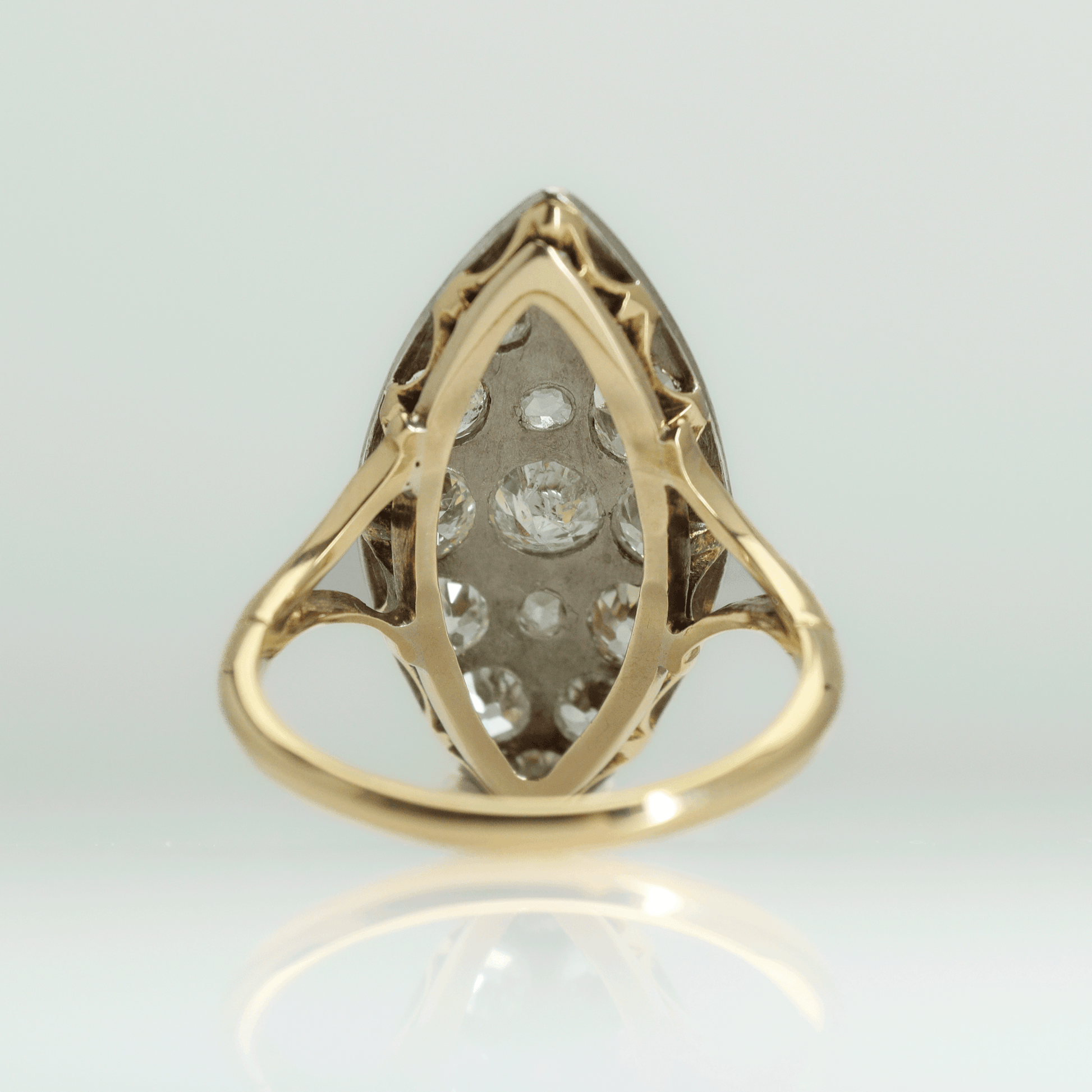 Art Deco 18ct Yellow Gold 2.5 Carat Diamond Marquise Panel Ring - Friar House