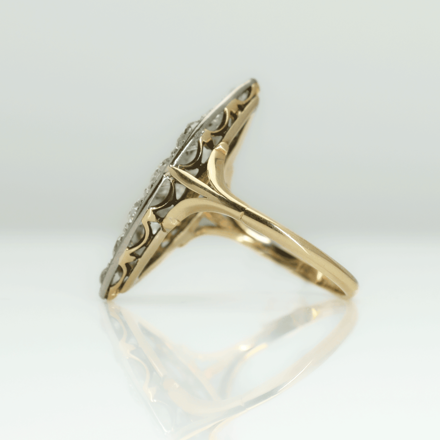 Art Deco 18ct Yellow Gold 2.5 Carat Diamond Marquise Panel Ring - Friar House