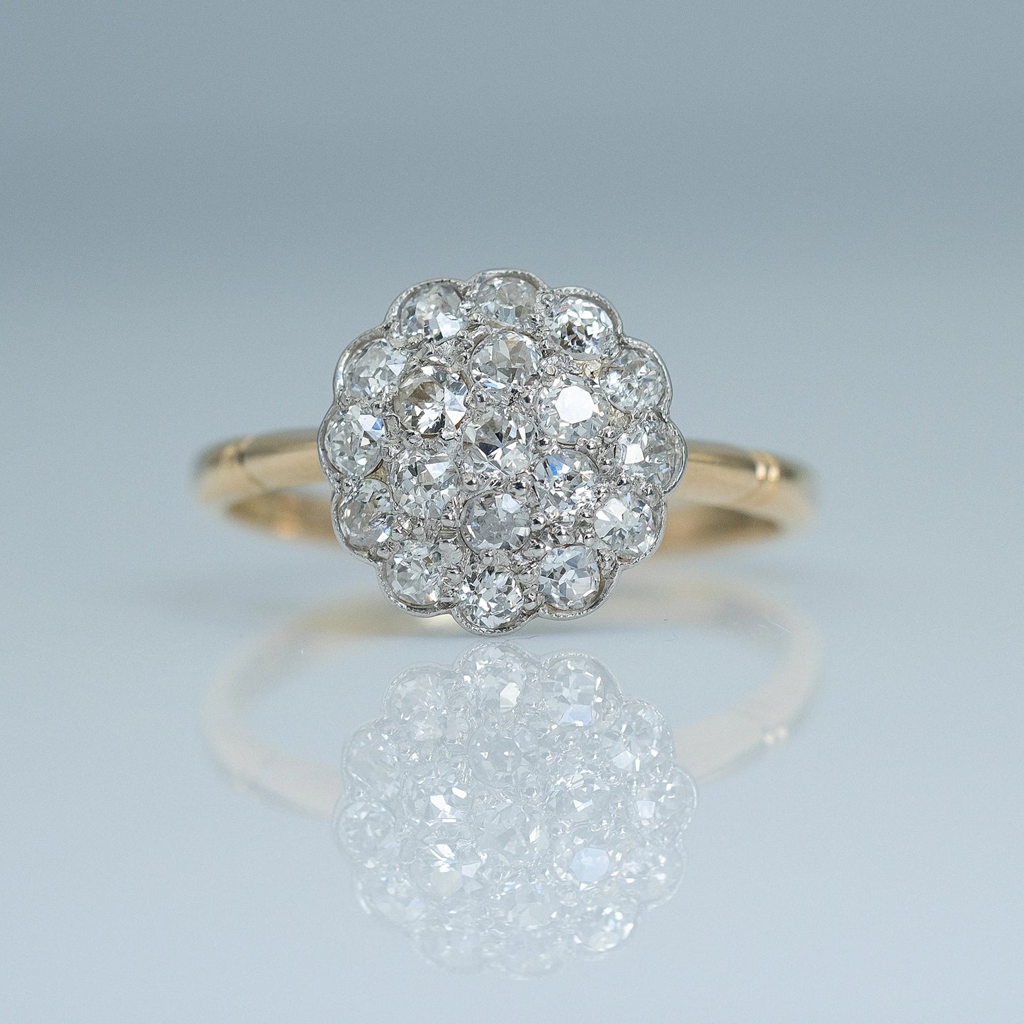 Art Deco 18ct Yellow Gold Diamond Cluster Ring - Friar House