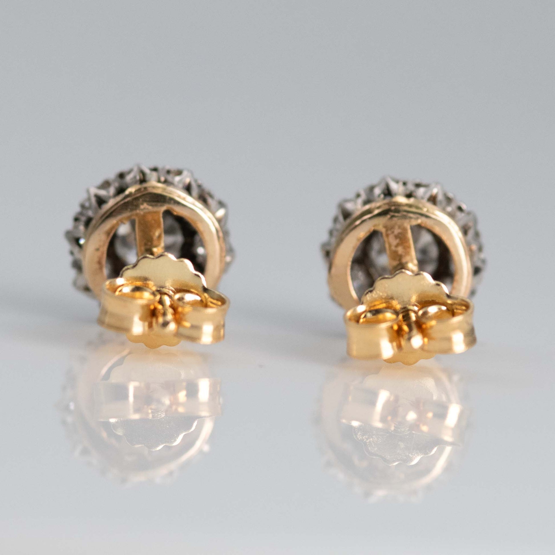 Art Deco 18ct Yellow Gold Diamond Earrings - Friar House