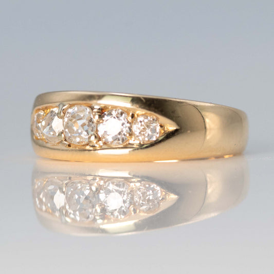 Art Deco 18ct Yellow Gold Diamond Five Stone Ring - Friar House