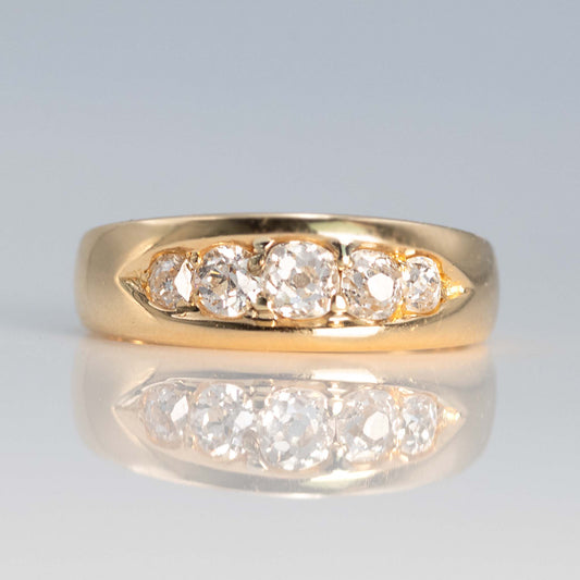 Art Deco 18ct Yellow Gold Diamond Five Stone Ring - Friar House