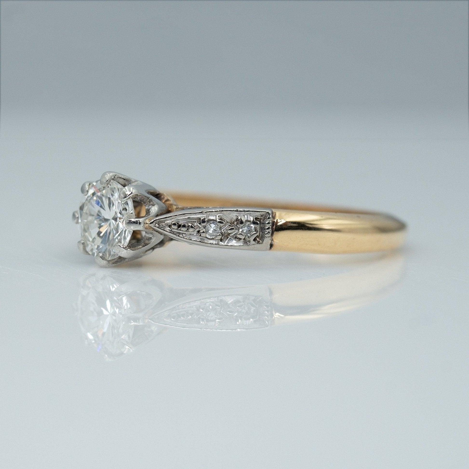 Art Deco 18ct Yellow Gold Diamond Solitaire Ring - Friar House