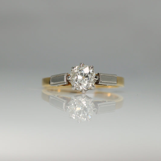 Art Deco 18ct Yellow Gold Diamond Solitaire Ring - Friar House