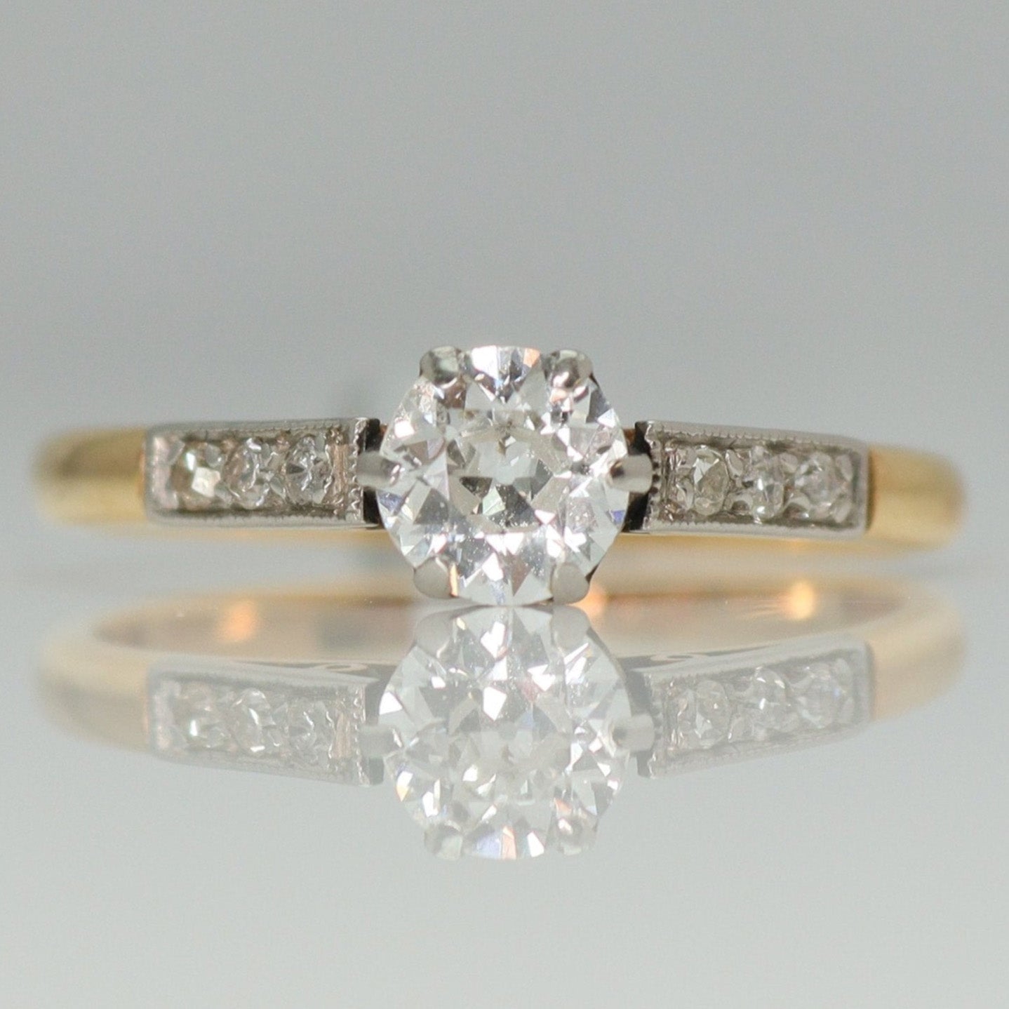 Art Deco 18ct Yellow Gold Diamond Solitaire Ring - Friar House