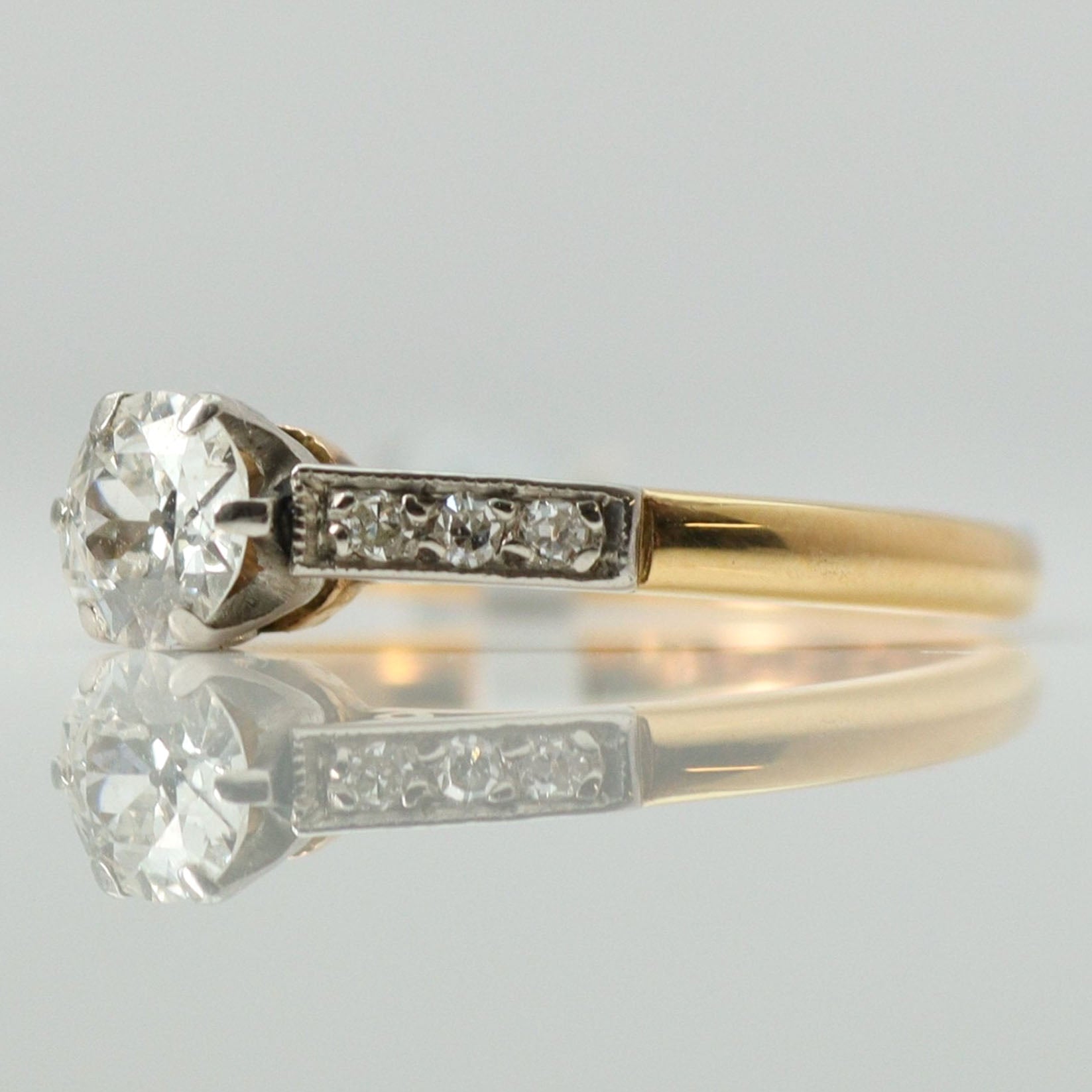 Art Deco 18ct Yellow Gold Diamond Solitaire Ring - Friar House