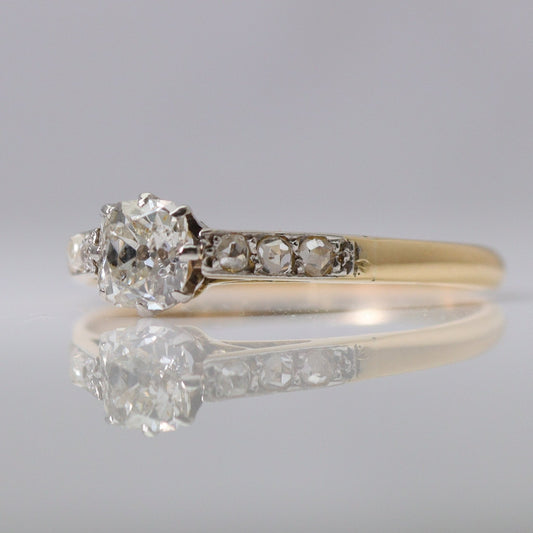 Art Deco 18ct Yellow Gold Diamond Solitaire Ring - Friar House