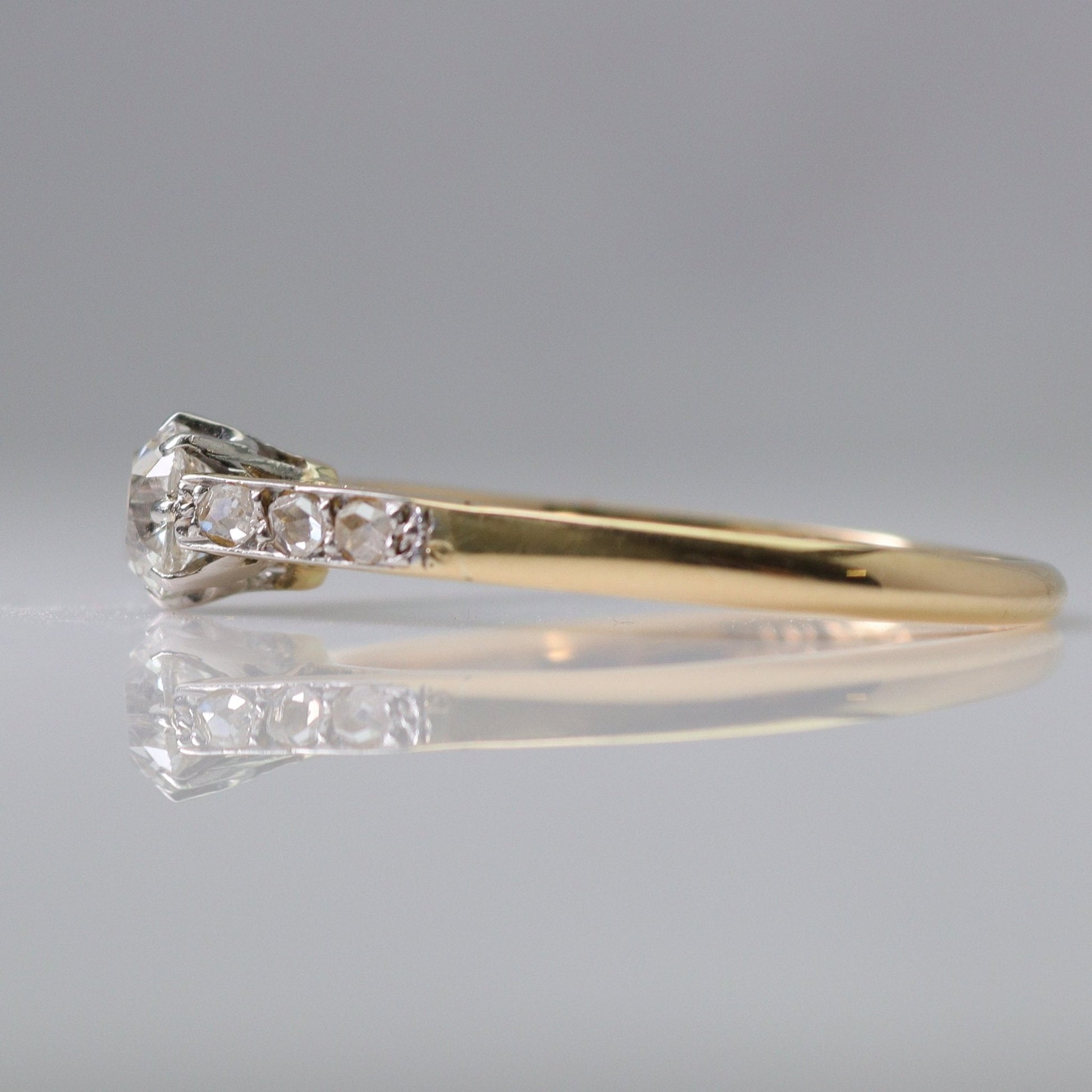 Art Deco 18ct Yellow Gold Diamond Solitaire Ring - Friar House