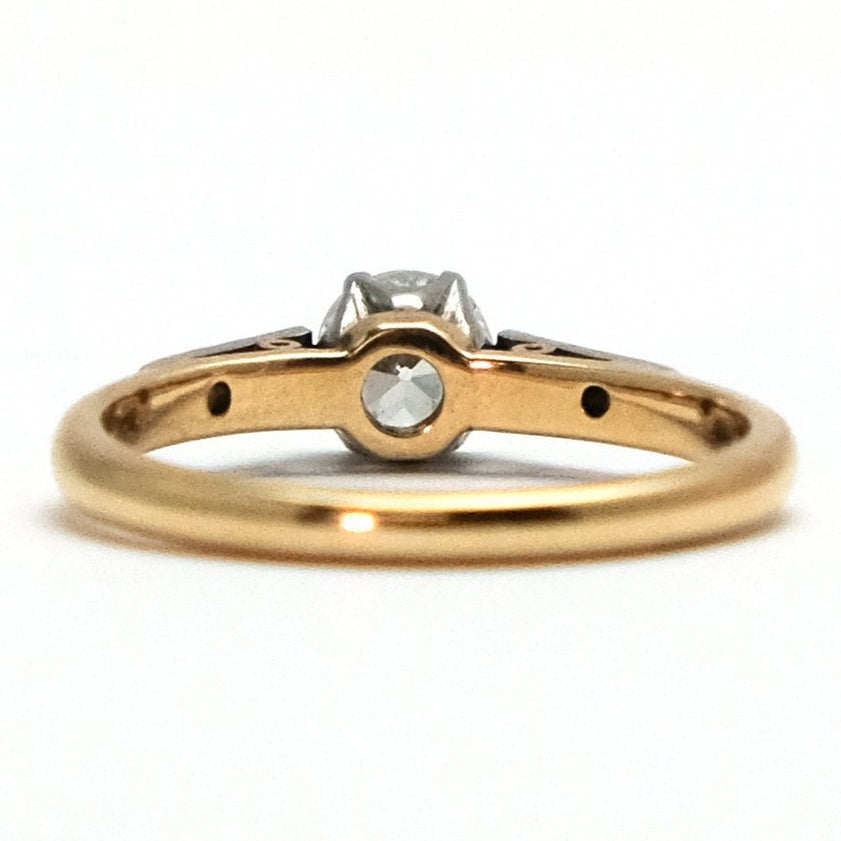 Art Deco 18ct Yellow Gold Diamond Solitaire Ring - Friar House