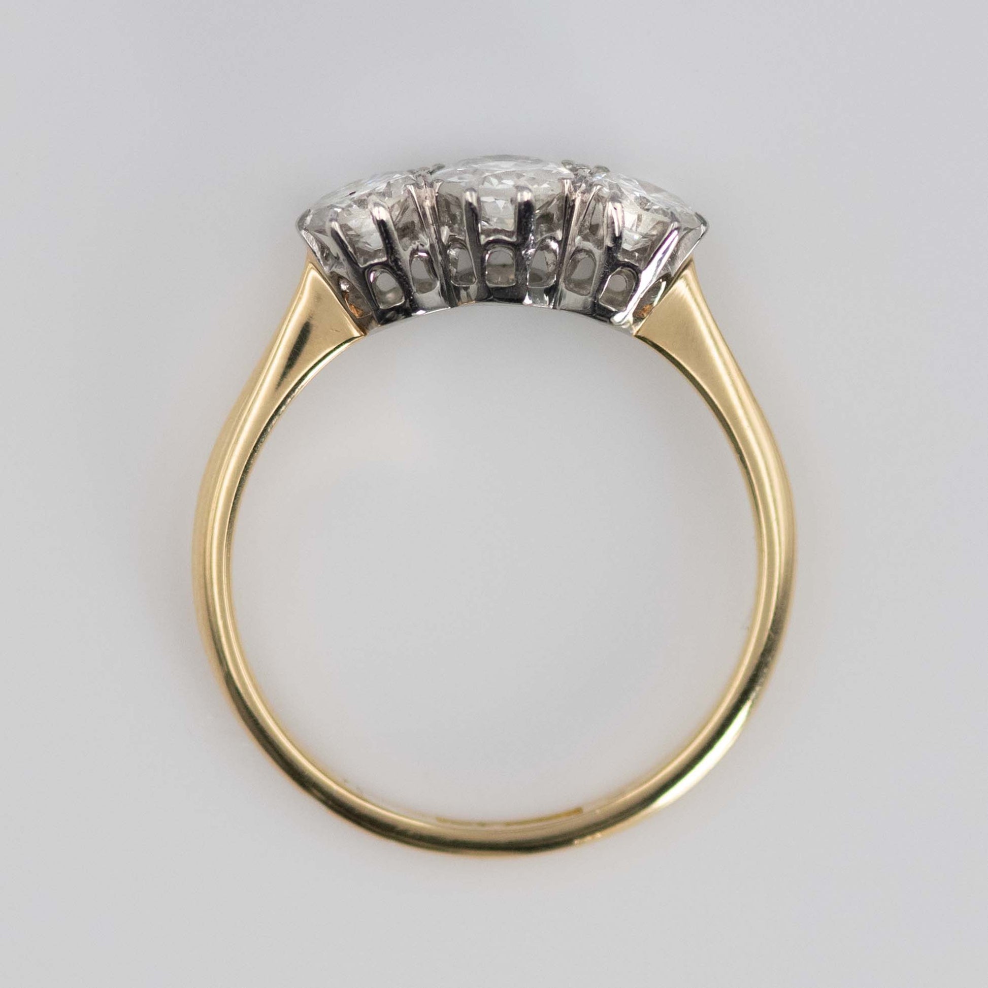 Art Deco 18ct Yellow Gold Diamond Three Stone Ring - Friar House