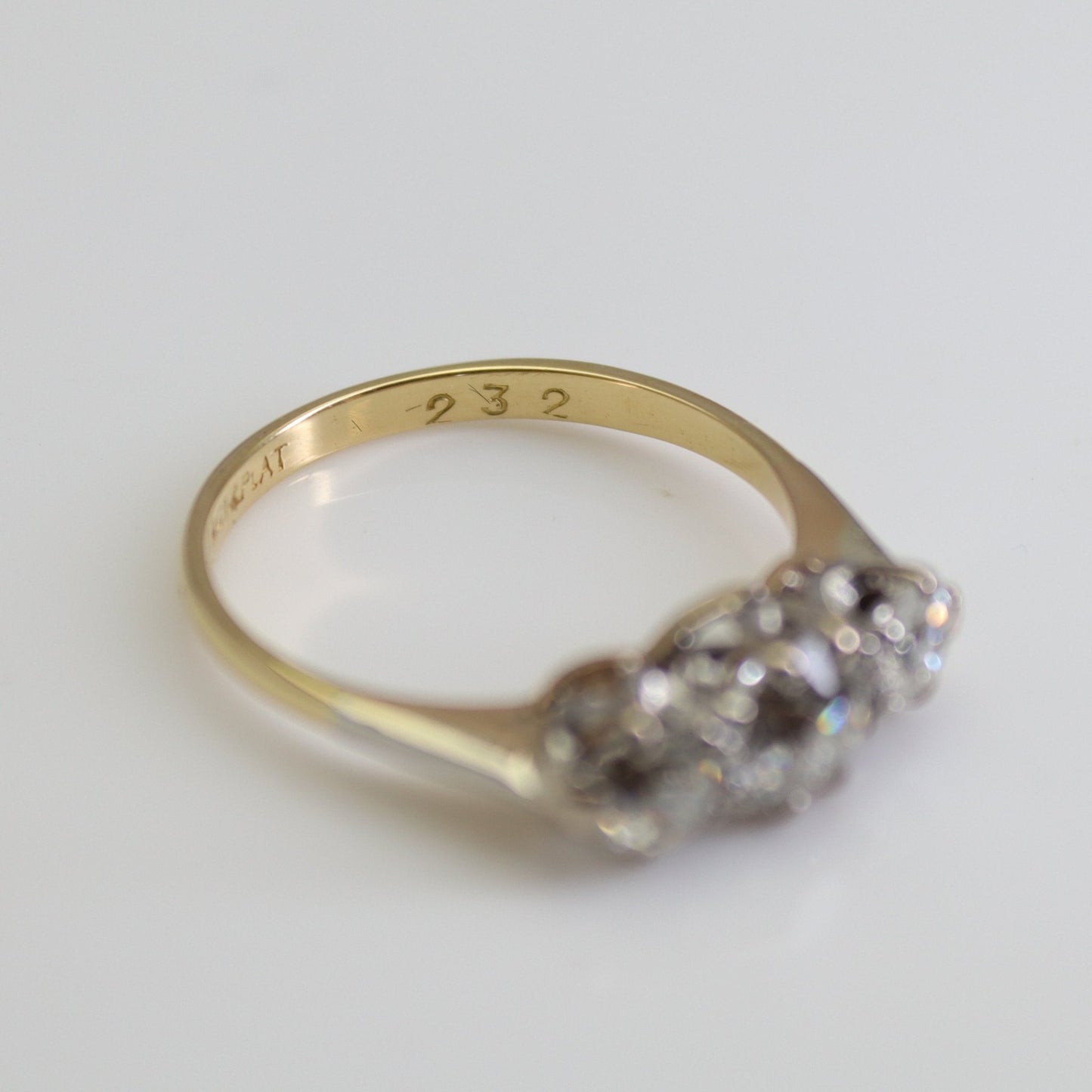 Art Deco 18ct Yellow Gold Diamond Three Stone Ring - Friar House