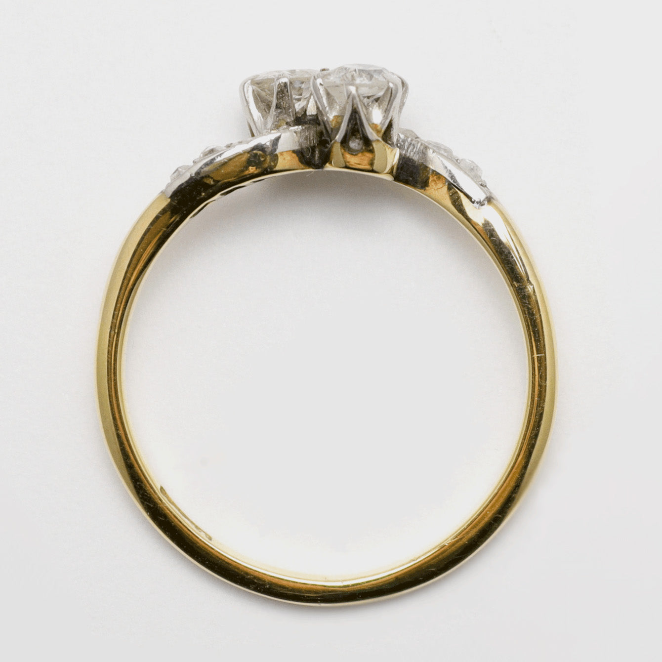 Art Deco 18ct Yellow Gold Diamond Two Stone Twist Ring - Friar House