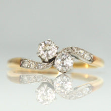Art Deco 18ct Yellow Gold Diamond Two Stone Twist Ring - Friar House