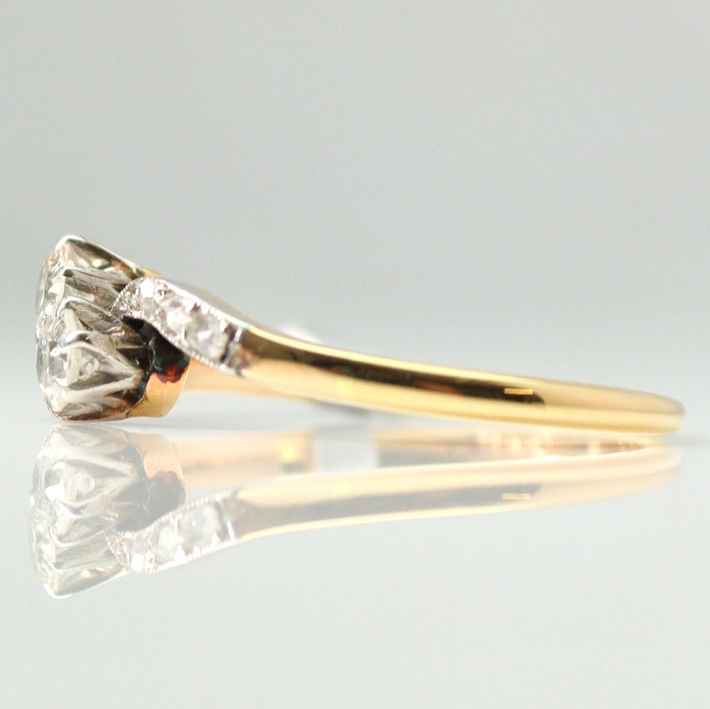 Art Deco 18ct Yellow Gold Diamond Two Stone Twist Ring - Friar House