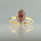 Art Deco 18ct Yellow Gold Ruby and Diamond Navette Ring - Friar House