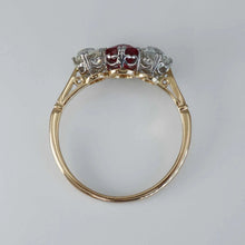 Art Deco 18ct Yellow Gold Ruby and Diamond Three Stone Ring - Friar House