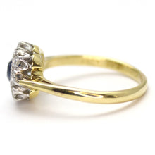 Art Deco 18ct Yellow Gold Sapphire and Diamond Cluster Ring - Friar House