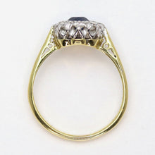 Art Deco 18ct Yellow Gold Sapphire and Diamond Cluster Ring - Friar House