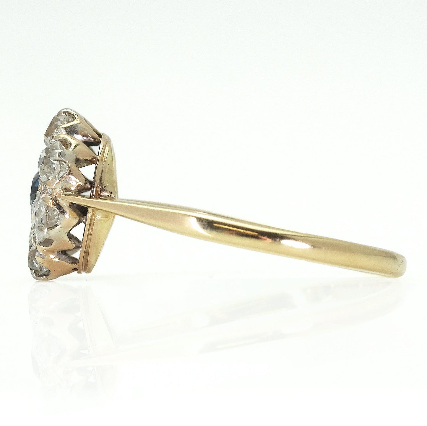 Art Deco 18ct Yellow Gold Sapphire and Diamond Cluster Ring - Friar House