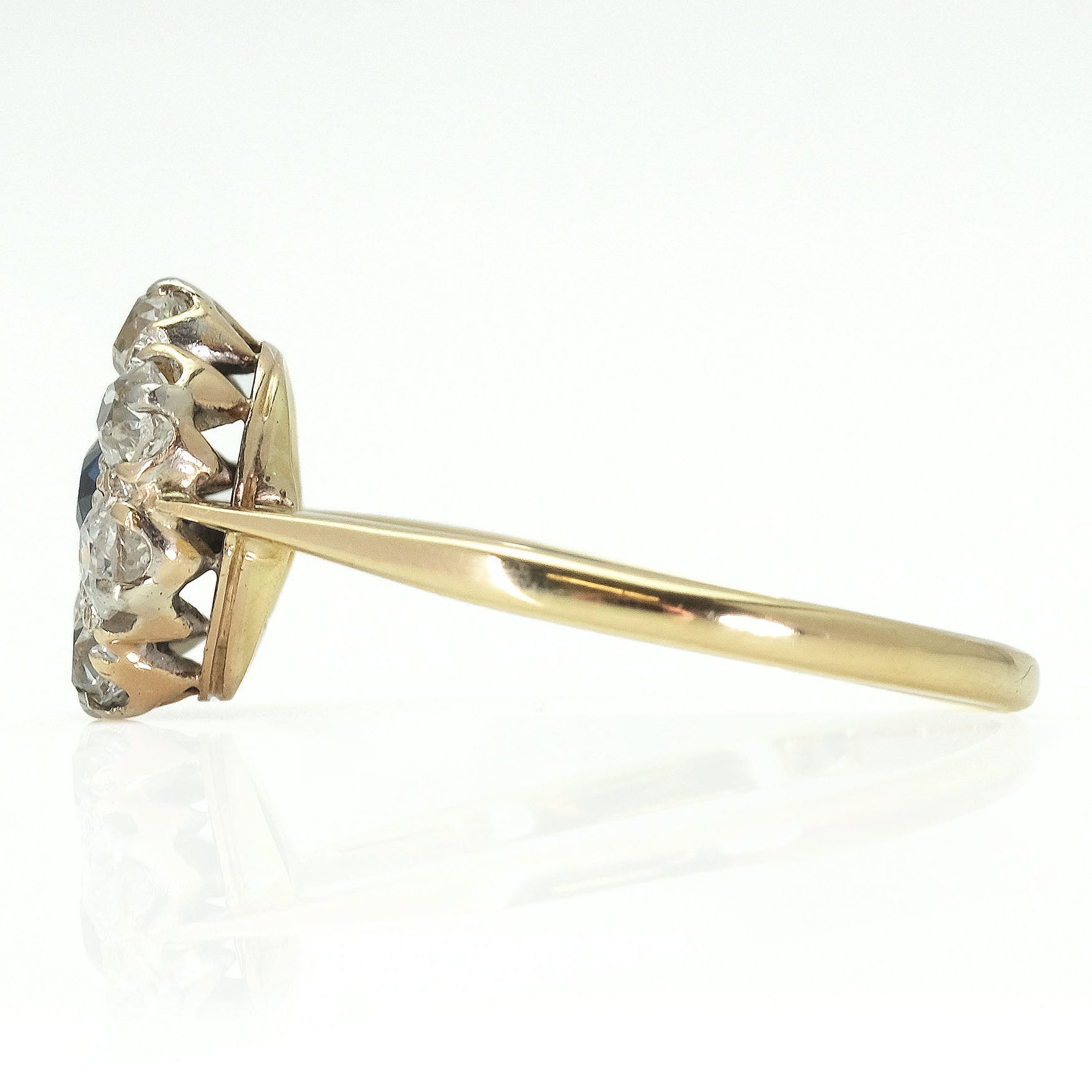 Art Deco 18ct Yellow Gold Sapphire and Diamond Cluster Ring - Friar House